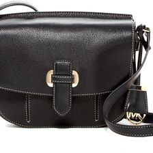 Michael Kors Romy Medium Leather Messenger Bag BLACK