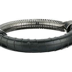 Bijuterii Femei French Connection Leather Wrapped Snake Chain Stretch Bangle Bracelet HematiteBlack Patent