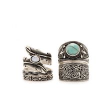 Bijuterii Femei Forever21 Burnished Feather Ring Set Bsilverturquoise