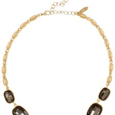 Natasha Accessories Square Faceted Crystal Station Necklace ANTIQUE GOLD-CRYSTAL