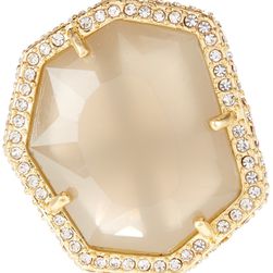 Vince Camuto Pave Border Stone Ring - Size 7 GOLD OX-MILKY GREY-CRYSTAL