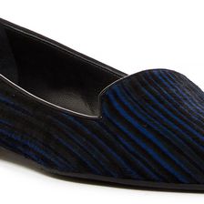 Stuart Weitzman Rialto Pipe Genuine Calf Hair Smoking Slipper ROYAL PINS