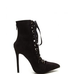 Incaltaminte Femei CheapChic About Town Faux Suede Lace-up Booties Black
