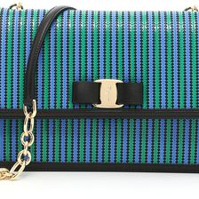 Salvatore Ferragamo Zig Zag Ginny Bag NERO EMERAUDE B