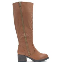 Incaltaminte Femei CheapChic Zip Right Up Faux Leather Boots Chestnut