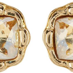 14th & Union Small Square Prag Stud Earrings CLEAR-GOLD