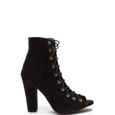 Incaltaminte Femei CheapChic Step Out Faux Suede Lace-up Chunky Heels Black