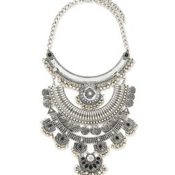 Bijuterii Femei Forever21 Etched Plate Statement Necklace Bsilverblack