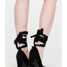 Incaltaminte Femei CheapChic Wrap Genius Faux Suede Chunky Heels Black