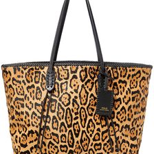 Ralph Lauren Leopard-Print Haircalf Tote Black Multi