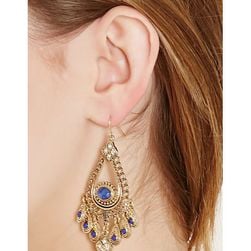 Bijuterii Femei Forever21 Faux Stone Chandelier Earrings Blueantique gold