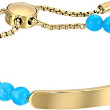 Michael Kors Logo Plaque Slider Bracelet Gold/Lagoon