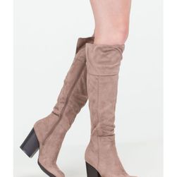 Incaltaminte Femei CheapChic Warm Welcome Chunky Faux Suede Boots Lttaupe