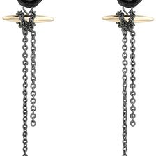 French Connection Rose & Dagger Linear Rose Earrings Rose Gold/Hematite/Black