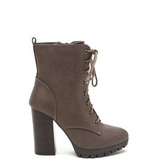 Incaltaminte Femei CheapChic Cool Combat Lace-up Lug Booties Taupe