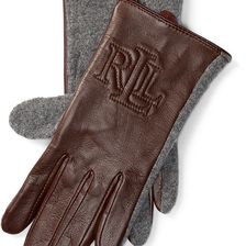 Ralph Lauren Two-Tone Touch Screen Gloves Coffee