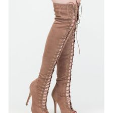Incaltaminte Femei CheapChic Revamp Faux Suede Over-the-knee Boots Taupe