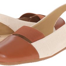 Trotters Sarina Natural/Luggage Linen/Smooth Leather Man Made/Elastic