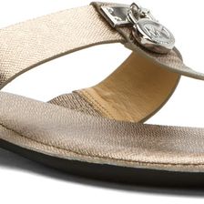 Michael Kors Hamilton Flat Sandal Nickel Metallic Leather