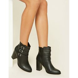 Incaltaminte Femei Forever21 Faux Leather Buckle Booties Black