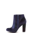 Incaltaminte Femei CheapChic Major Muse Chunky Velvet Booties Navy