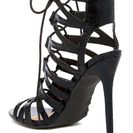 Incaltaminte Femei LILIANA Tisha Lace Snake-Embossed Sandal BLACK