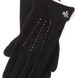 Ralph Lauren Wool-Blend Touch Screen Gloves Black/White