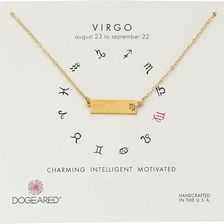 Dogeared Virgo Zodiac Bar Necklace Gold Dipped