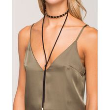 Bijuterii Femei CheapChic Metal Bar Accent Faux Leather Wrap Choker Black