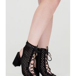 Incaltaminte Femei CheapChic Holey One Perforated Faux Suede Booties Black