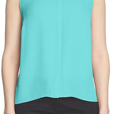 CeCe by Cynthia Steffe Sleeveless Crepe Blouse DUSTY TEAL