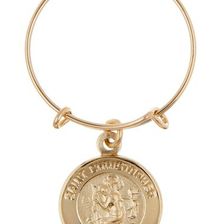 Bijuterii Femei Alex and Ani 14K Gold Saint Christopher Mini Charm Expandable Ring RUSSIAN GOLD