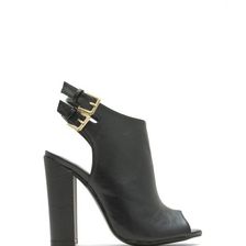 Incaltaminte Femei CheapChic Double Take Chunky Peep-toe Booties Black