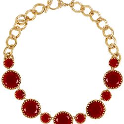 Ralph Lauren Stone Bib Necklace GOLD RED