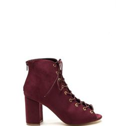 Incaltaminte Femei CheapChic Set To Launch Faux Suede Lace-up Booties Wine