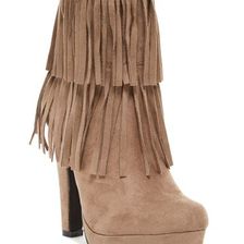 Incaltaminte Femei Bucco Sopazino Faux Fur Lined Fringed Bootie Taupe