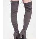 Incaltaminte Femei CheapChic Drawstring Me Along Over-the-knee Boots Charcoal