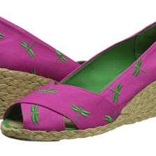 Ralph Lauren Cecilia Geranium/Kelly Green (Dragonfly) Canvas Embroidered Critters