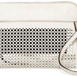 Frye Peyton Perforated Leather Crossbody OFF WHITE