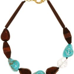 Natasha Accessories Wood Stone Necklace TURQ