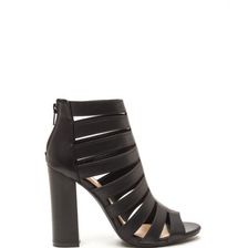 Incaltaminte Femei CheapChic Hold Your Gaze Caged Chunky Heels Black