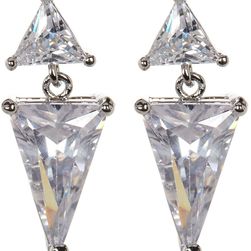 14th & Union Double Triangle Drop Earrings CLEAR-RHODIUM