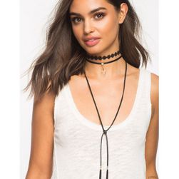 Bijuterii Femei CheapChic Ruffle Leatherette Choker Set Black