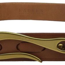 Ralph Lauren 1 3/8" Laced Jeans Belt with Hook Buckle Lauren Tan