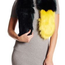 Accesorii Femei Free Press Two-Tone Faux Fur Oblong Scarf EMERALD-YELLOW