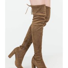 Incaltaminte Femei CheapChic Luck Of The Drawstring Thigh-high Boots Olive