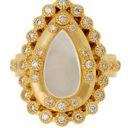 Bijuterii Femei Freida Rothman 14K Gold Plated Sterling Silver CZ Mother of Pearl Framed Ring - Size 5 GOLD