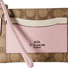 COACH Corner Zip SV/Khaki/Petal