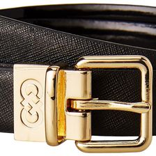 Cole Haan 25mm Saffiano to Patent Feather Edge Reversible Belt Black