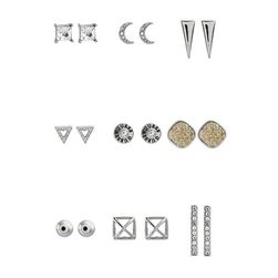 Bijuterii Femei GUESS Silver-Tone 9-Piece Stud Earrings Set silver